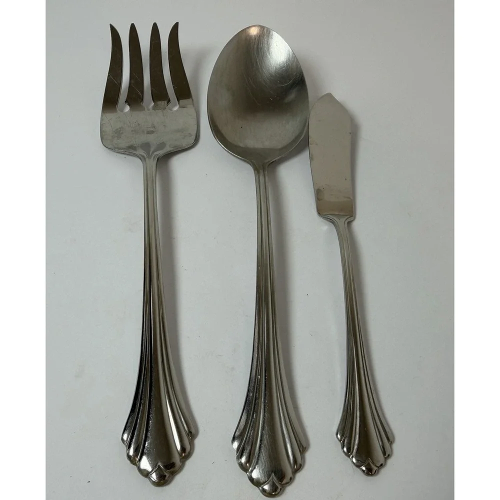 Oneida BANCROFT Serving Spoon Meat Fork Butter Knife Stainless Lot